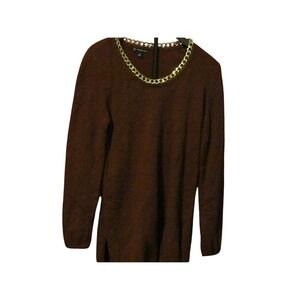 INC International Concepts Women Burgundy Chain Neck Knit Sweater Size M